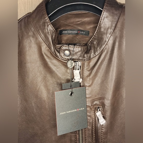 John Varvatos Soft and Luxurious Genuine Sheep Leather Racer Jacket Dk Brown-szL - Picture 9 of 15